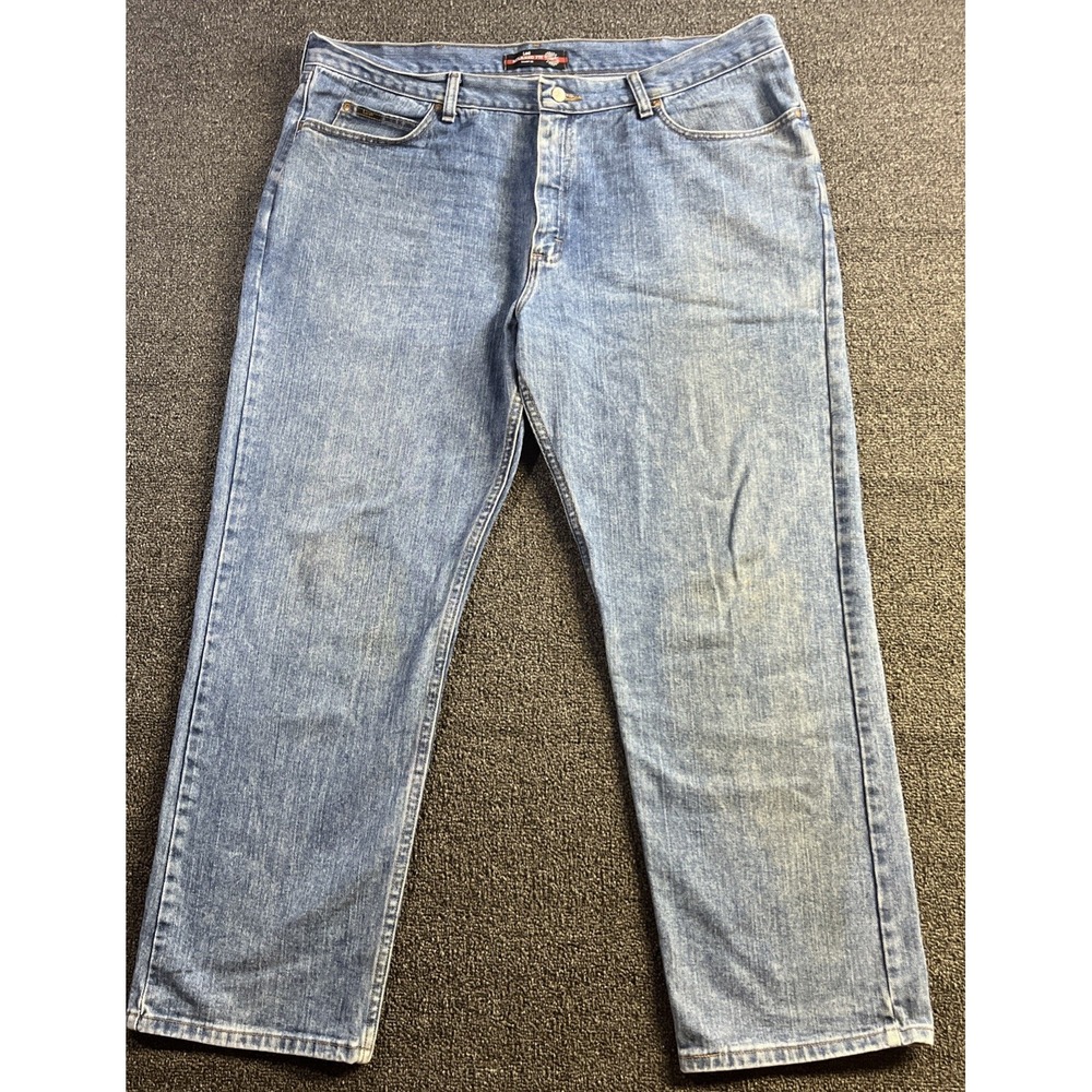Lee Relaxed Fit Straight Medium Wash Denim Mens Blue‎ Jeans 42x30